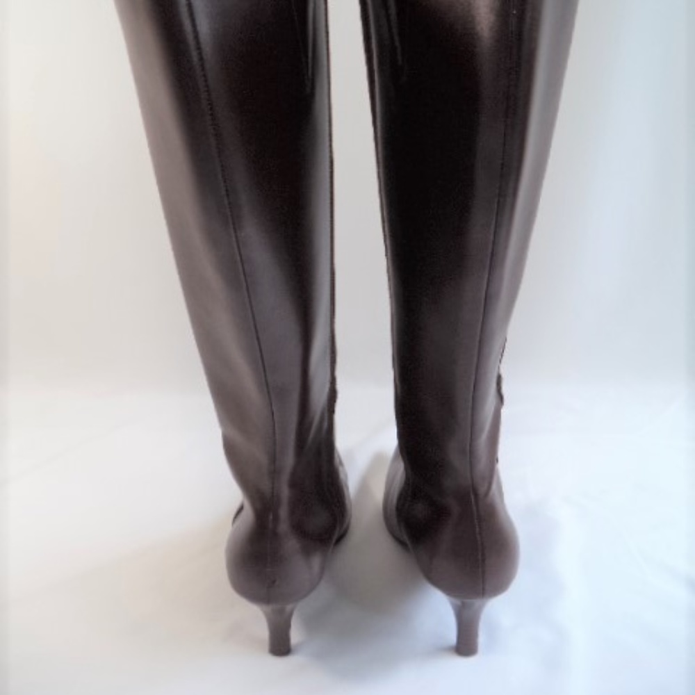 Chadwicks Tall Brown Leather Boots With Heels Sz 8 - Picture 4 of 8